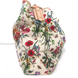 Gucci Beaded Flora Horsebit Hobo Cream Canvas Large Shoulder Bag
