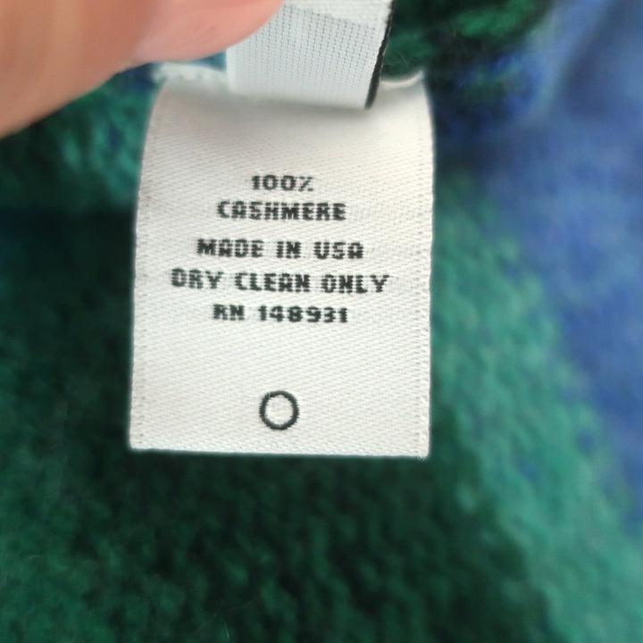 The Elder Statesman Striped Cashmere Cardigan Green &amp; Blue Size Large