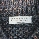Brunello Cucinelli Short Sleeve Metallic Knit Zip-Up Cardigan Gray Size Large