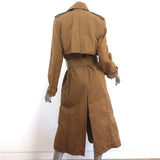 Heidi Merrick Double Lapel Trench Coat Brown Canvas Size Small Belted Jacket