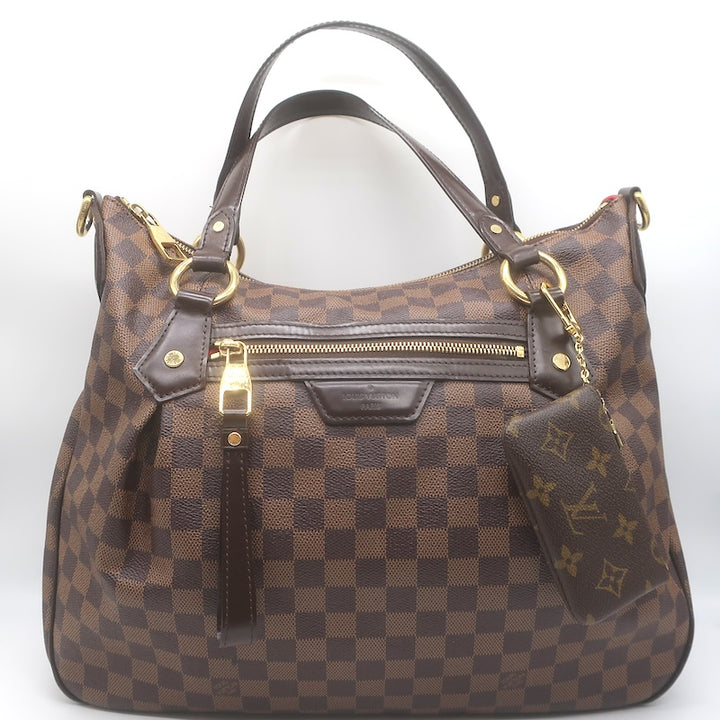 Louis Vuitton Evora MM Shoulder Bag Brown Damier Canvas with Pochette Cles