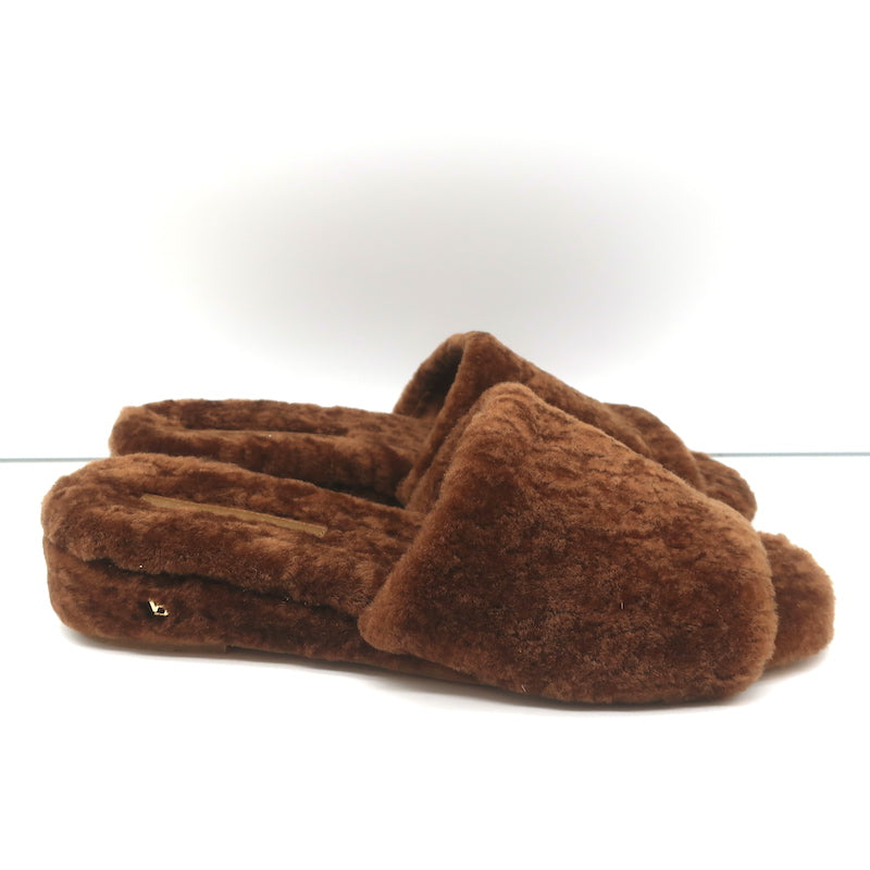 Veronica Beard Desiree Shearling Slides Brown Size 8.5 Wedge Sandals NEW