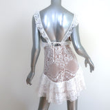 For Love & Lemons Mini Dress Tati White Ruffled Lace Size Medium