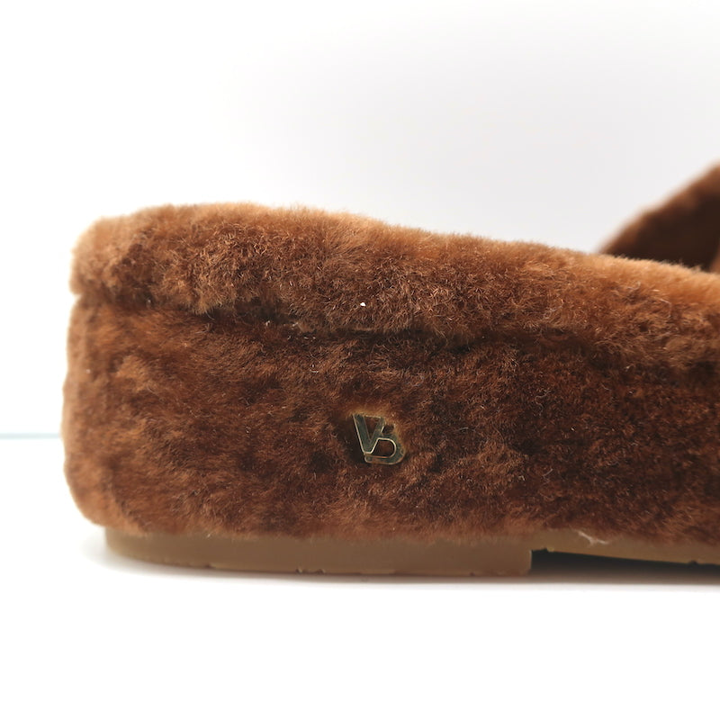 Veronica Beard Desiree Shearling Slides Brown Size 8.5 Wedge Sandals NEW