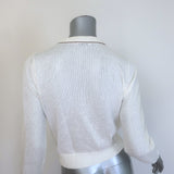 Brunello Cucinelli Sequined Knit Cardigan White Linen-Silk Size Small