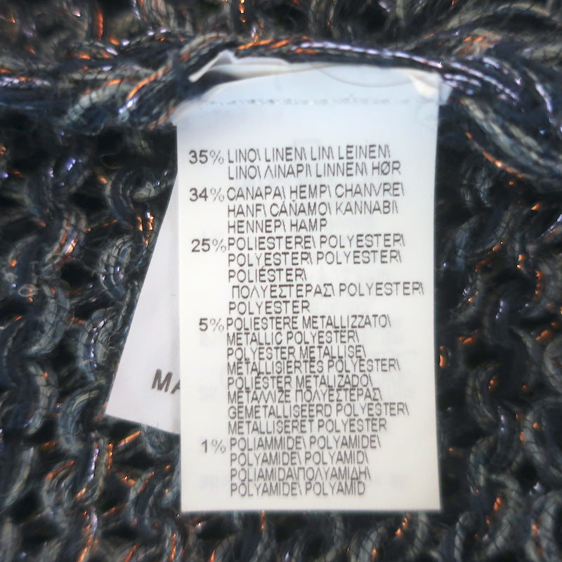Brunello Cucinelli Short Sleeve Metallic Knit Zip-Up Cardigan Gray Size Large