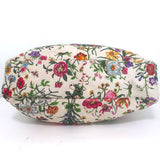 Gucci Beaded Flora Horsebit Hobo Cream Canvas Large Shoulder Bag