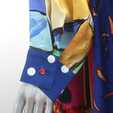 Rianna + Nina One of a Kind Tiered Maxi Shirtdress Multi Printed Silk One Size