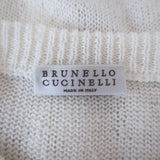 Brunello Cucinelli Sequined Knit Cardigan White Linen-Silk Size Small
