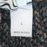 Brunello Cucinelli Short Sleeve Metallic Knit Zip-Up Cardigan Gray Size Large