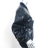 The Frankie Shop Hane Croc-Effect Faux Leather Bomber Jacket Navy Size XS/S NEW