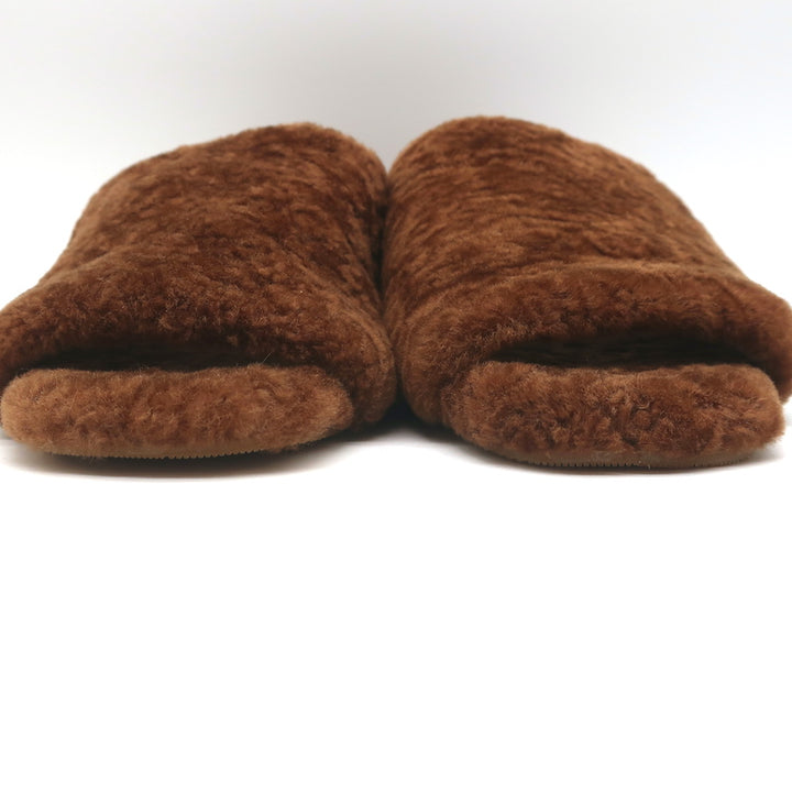 Veronica Beard Desiree Shearling Slides Brown Size 8.5 Wedge Sandals NEW