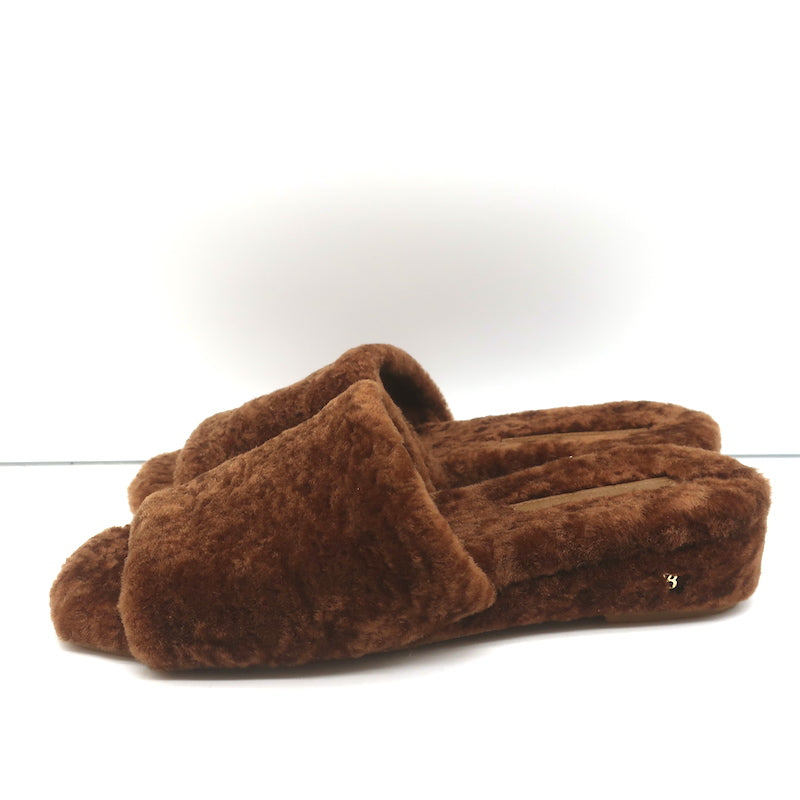 Veronica Beard Desiree Shearling Slides Brown Size 8.5 Wedge Sandals NEW