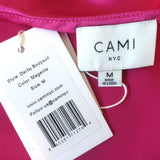 CAMI NYC Darby One-Shoulder Bodysuit Magenta Satin Size Medium NEW
