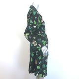 Samantha Sung Trench Coat Leaf Print Stretch Cotton Size 6 Belted Jacket