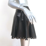 RED Valentino Studded Scalloped Leather Mini Skirt Black Size 42