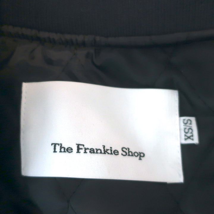 The Frankie Shop Hane Croc-Effect Faux Leather Bomber Jacket Navy Size XS/S NEW