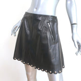 RED Valentino Studded Scalloped Leather Mini Skirt Black Size 42