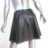 RED Valentino Studded Scalloped Leather Mini Skirt Black Size 42