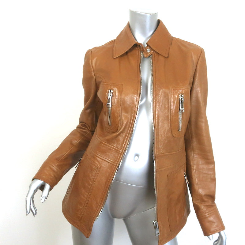 Dolce &amp; Gabbana Leather Multi-Pocket Jacket Brown Size 44
