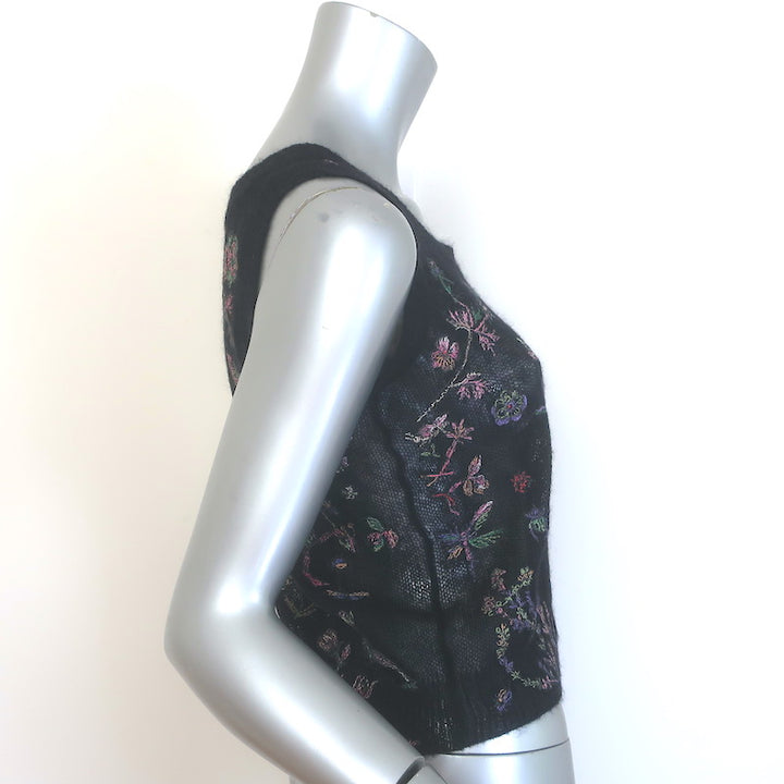 Christian Dior Embroidered Tank &amp; Cardigan Twinset Black Alpaca-Blend Size 36