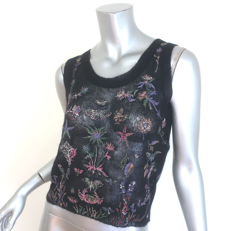 Christian Dior Embroidered Tank &amp; Cardigan Twinset Black Alpaca-Blend Size 36