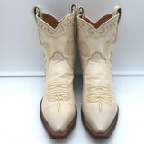 Miron Crosby Brooke Short Western Boots Cream Star-Embroidered Leather Size 6.5