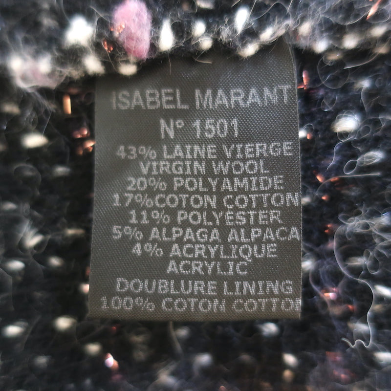 Isabel Marant Etoile metallic boucle tweed jacket in black multi, pre-owned luxury with padded shoulders