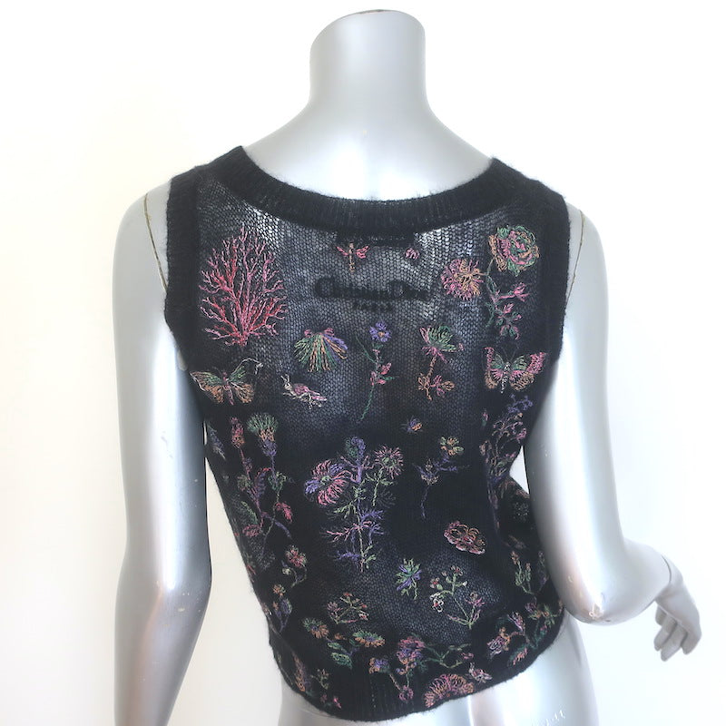 Christian Dior Embroidered Tank &amp; Cardigan Twinset Black Alpaca-Blend Size 36