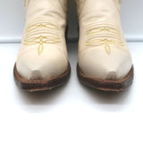 Miron Crosby Brooke Short Western Boots Cream Star-Embroidered Leather Size 6.5