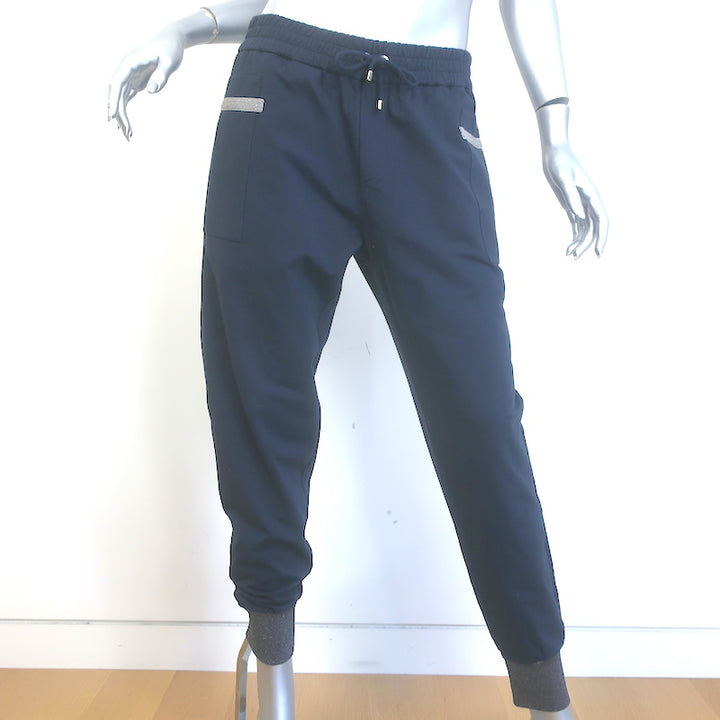 Brunello Cucinelli Monili-Trim Bomber Jacket &amp; Sweatpants Set Navy Size Medium