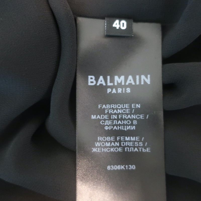 Balmain Sequined Puff Sleeve Mock Neck Mini Dress Emerald Size 40