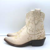 Miron Crosby Brooke Short Western Boots Cream Star-Embroidered Leather Size 6.5