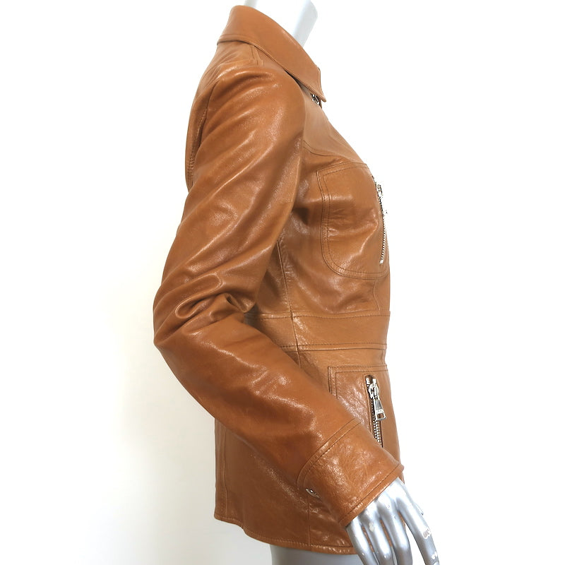 Dolce &amp; Gabbana Leather Multi-Pocket Jacket Brown Size 44