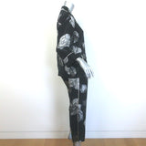 F.R.S For Restless Sleepers Pajama Shirt & Pants Set Black Floral Print Size S/M