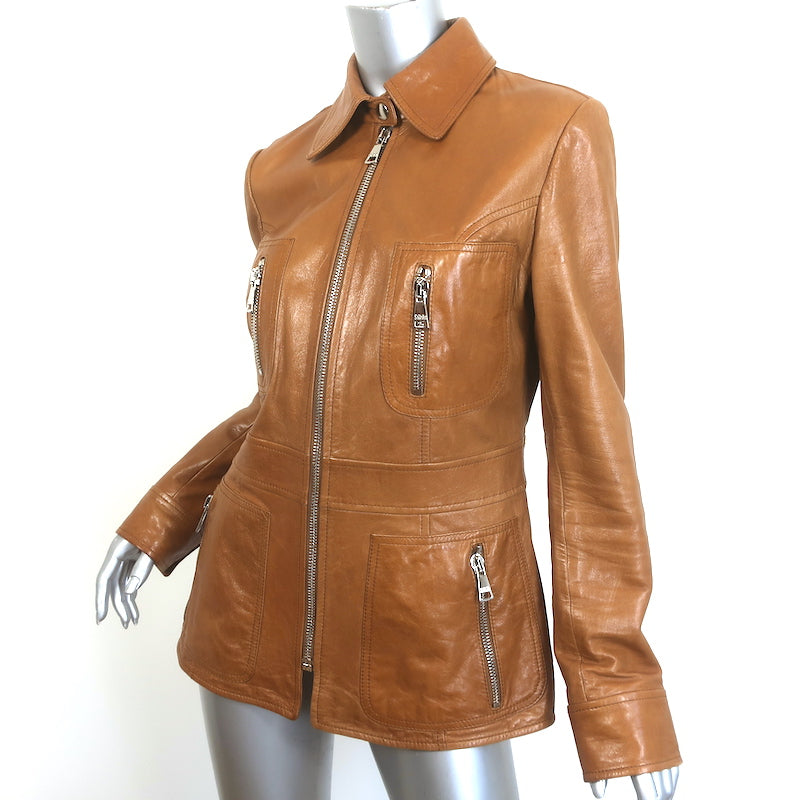 Dolce &amp; Gabbana Leather Multi-Pocket Jacket Brown Size 44