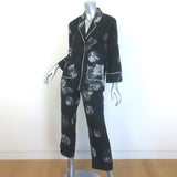 F.R.S For Restless Sleepers Pajama Shirt & Pants Set Black Floral Print Size S/M