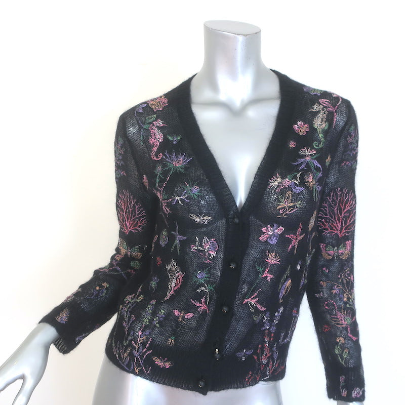 Christian Dior Embroidered Tank &amp; Cardigan Twinset Black Alpaca-Blend Size 36