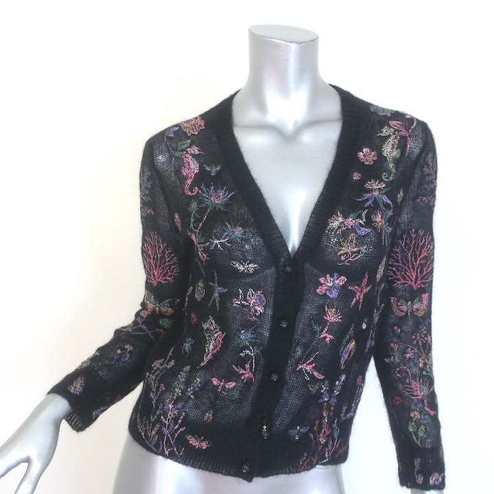 Christian Dior Embroidered Tank &amp; Cardigan Twinset Black Alpaca-Blend Size 36
