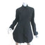 Alaia Shirtdress Black Gathered Cotton Size 42 Long Sleeve Mini Dress
