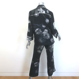 F.R.S For Restless Sleepers Pajama Shirt & Pants Set Black Floral Print Size S/M