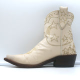 Miron Crosby Brooke Short Western Boots Cream Star-Embroidered Leather Size 6.5