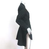 Alaia Shirtdress Black Gathered Cotton Size 42 Long Sleeve Mini Dress