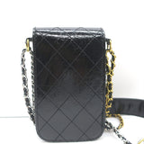 Chanel Makeup Chain Strap Shoulder Bag Black Quilted Leather Phone Holder NEW