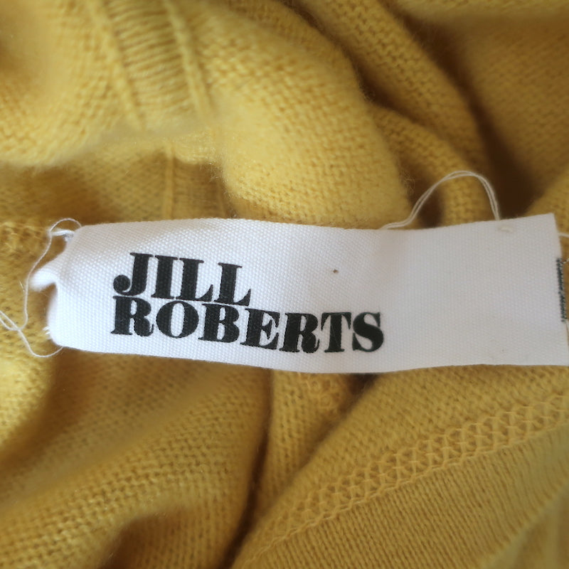 Jill Roberts cashmere shrunken hoodie in yellow, extra-small pullover sweater, gently pre-owned luxury knit