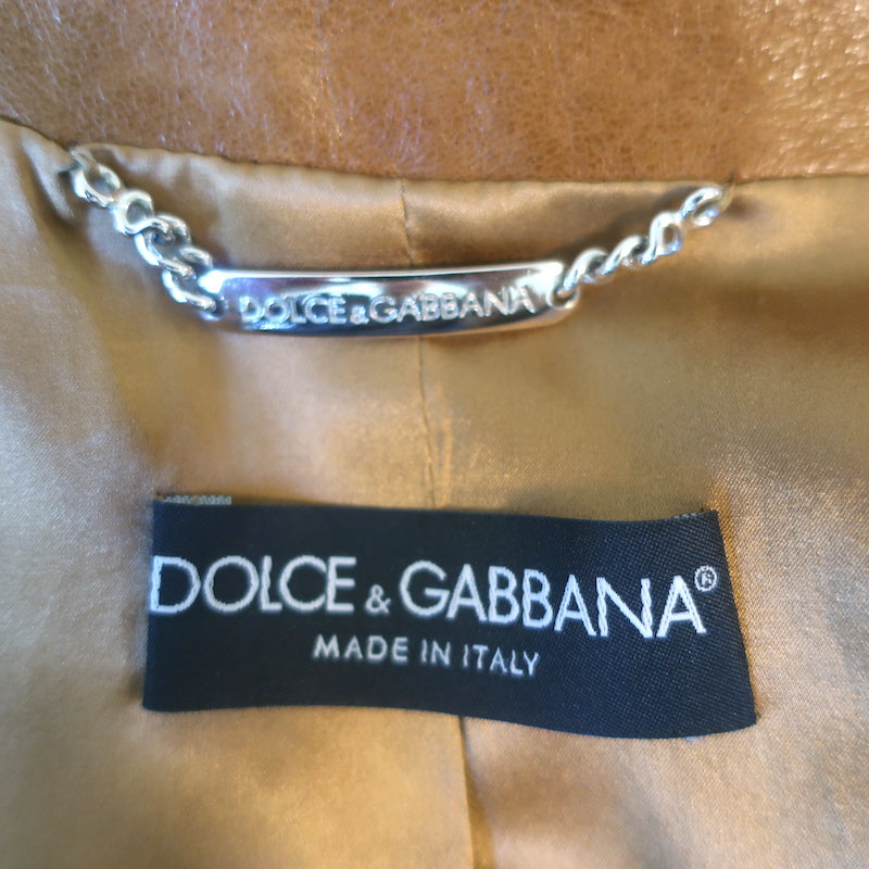 Dolce &amp; Gabbana Leather Multi-Pocket Jacket Brown Size 44