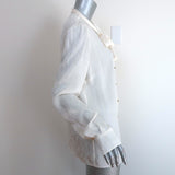 Dolce & Gabbana Logo Jacquard Pussy Bow Blouse Cream Size 46 Long Sleeve Top