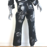 F.R.S For Restless Sleepers Pajama Shirt & Pants Set Black Floral Print Size S/M