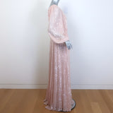 Adam Lippes Sequined Chiffon Gown Light Pink Size US 8 Blouson-Sleeve Maxi Dress
