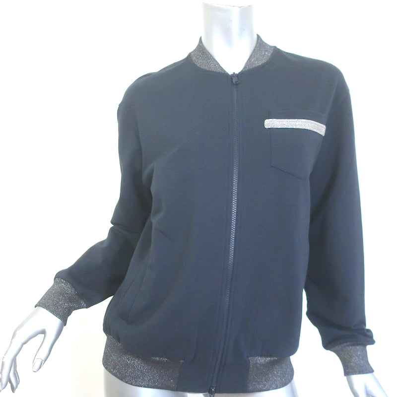 Brunello Cucinelli Monili-Trim Bomber Jacket &amp; Sweatpants Set Navy Size Medium